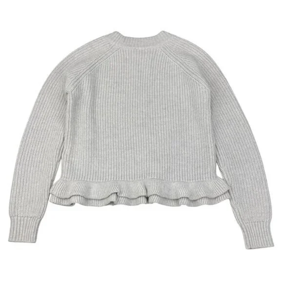 WILFRED Aritzia Jonnie Merino Wool Ruffle Sweater XS Light Grey / Silver Birch - Picture 5 of 5